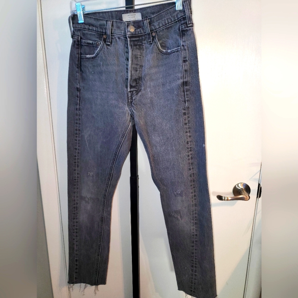 Levi's Black Washed High-Rise Straight Jeans, size 26